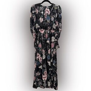 AFRM Multicolor Floral Long Sleeve Backless Dress